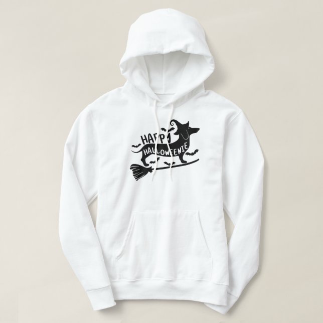 Happy Halloweenie Dackel Pumpkin Skeleton Hoodie (Design vorne)