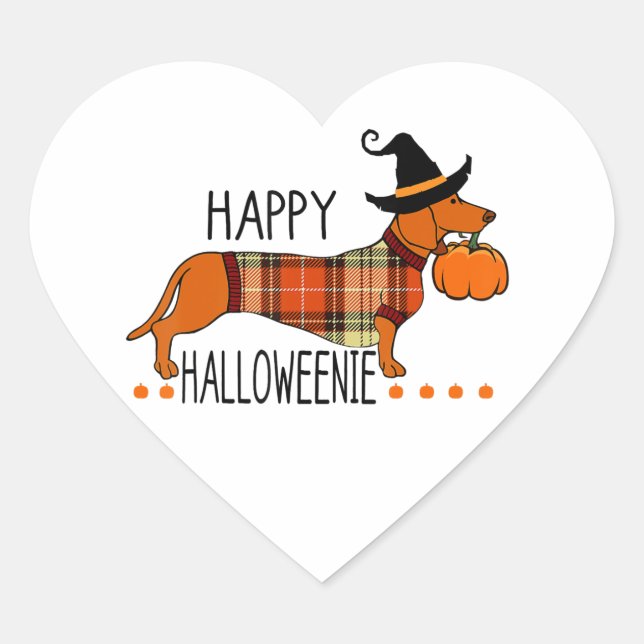 Happy Halloweenie Funny Dog Fall Halloween Cute Da Herz-Aufkleber (Vorderseite)