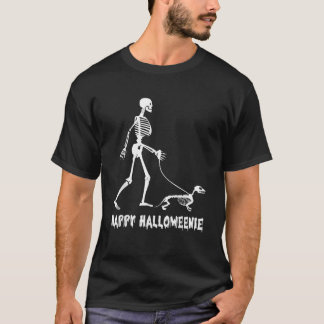 Happy Halloweenie Skeleton Walking Dackel Hund H T-Shirt