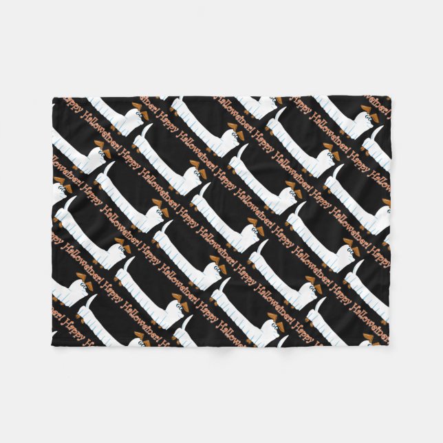 Happy Halloweiner Dackel Fleecedecke (Vorderseite (Horizontal))