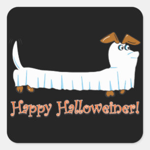 Happy Halloweiner Dackel Quadratischer Aufkleber