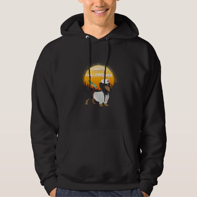 Happy Halloweiner Daschund Dog  Halloween Nurse Hoodie (Vorderseite)