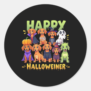 Happy Halloweiner Dog Eigentümer Funny Halloween H Runder Aufkleber