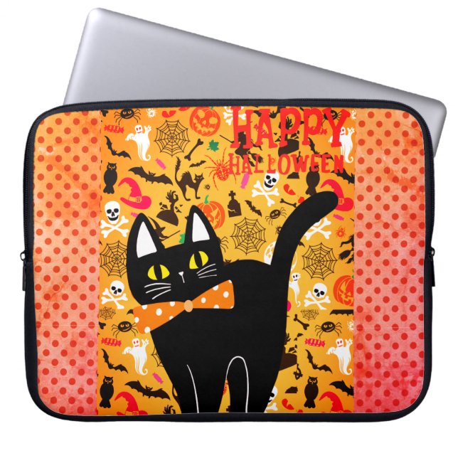 Happy Hallowen und Black Cat Electronics Bag Laptopschutzhülle (Vorderseite)