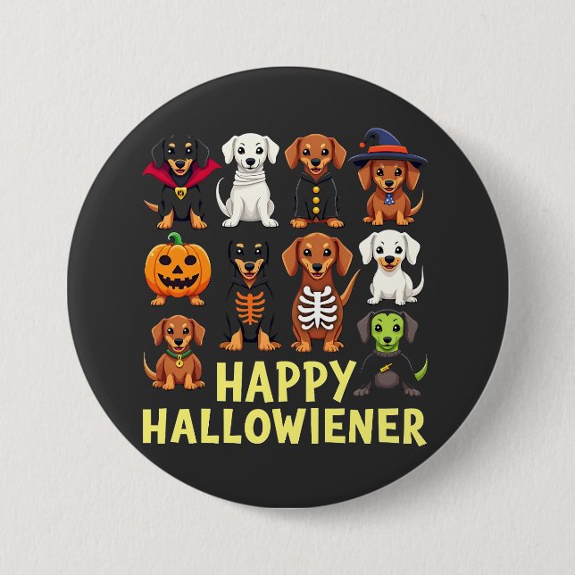 Happy Hallowiener Spooky Halloween Hund Weiner Button (Vorderseite)