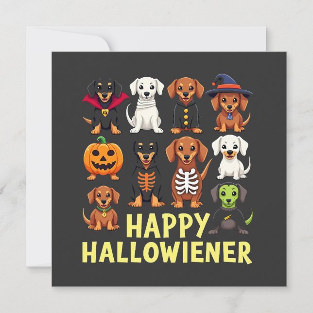 Happy Hallowiener Spooky Halloween Hund Weiner Einladung (Vorderseite)