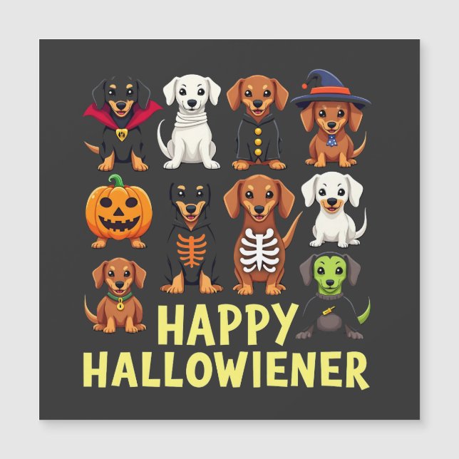 Happy Hallowiener Spooky Halloween Hund Weiner Magnetkarte (Vorderseite)