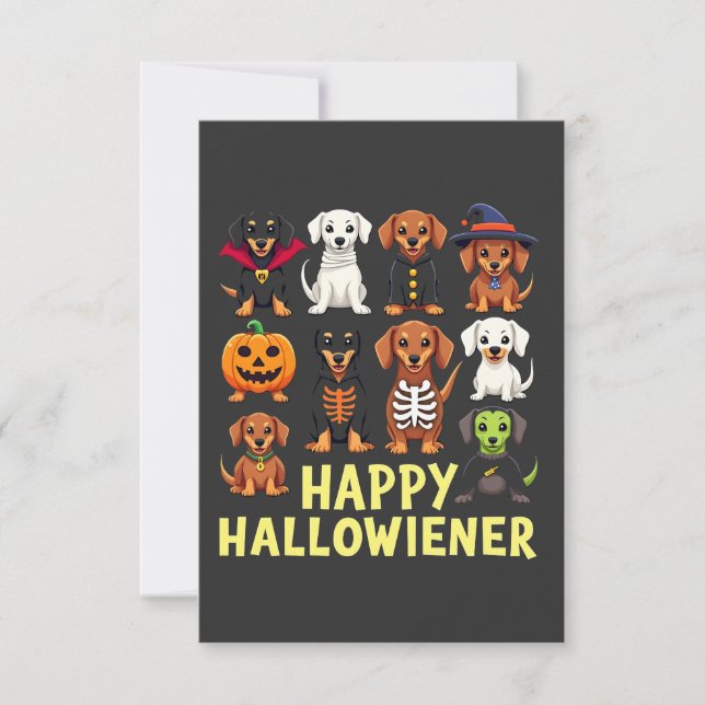 Happy Hallowiener Spooky Halloween Hund Weiner RSVP Karte (Vorderseite)
