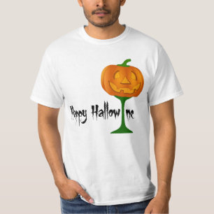 Happy Hallowine Pumpkin Wine Glass Halloween T-Shirt