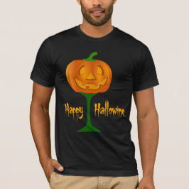Happy Hallowine Pumpkin Wine Glass Halloween T-Shirt