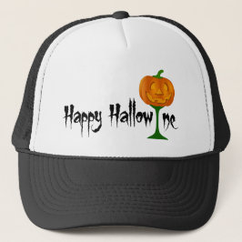 Happy Hallowine Pumpkin Wine Glass Halloween Truckerkappe