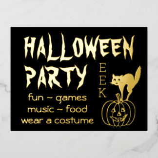 Happy Hallowy Party Einladung mit Folie Postkarte