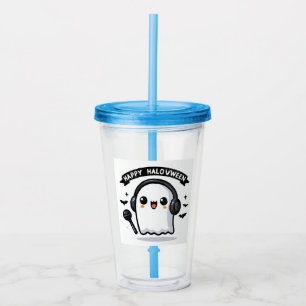 Happy Halovween Ghost Singer Halloween Music Fan Acryltrinkbecher
