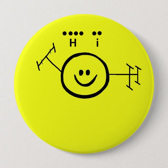 Happy Ham & "Hi" in Morse Code Button (Vorderseite)