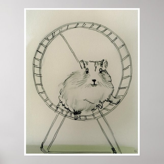 Happy Hamster Zeichn - Kunstdrucken Poster (Vorne)