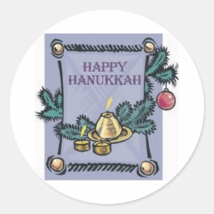 Happy Hannakah Runder Aufkleber