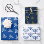 Happy Hannukah blaue Kerzenhalter Muster Geschenkpapier Set<br><div class="desc">Happy Hannukah blaue Kerzenhalter Muster Wrapping Paper Sheets. Geschenkpackung für den Urlaub. Matte und glänzende Optionen.</div>