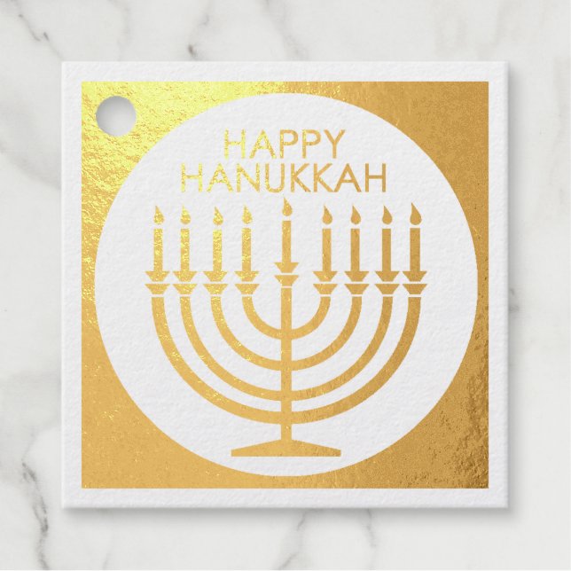 Happy Hannukah menorah Geschenkanhänger (Vorderseite)