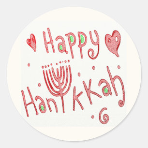 Happy Hannukah Runder Aufkleber
