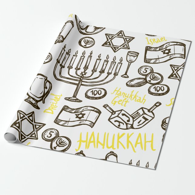 Happy Hannukah Wrapping Paper Gift Wrap Geschenkpapier (Ungerollt)