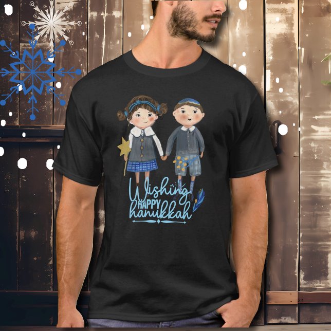 Happy Hanukah jüdisches niedliches Paar T-Shirt (Happy Hanukah Jewish cute couple T-Shirt)