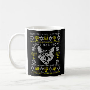 Happy Hanukcat Hannukah jüdische Katze Ugly Weihna Kaffeetasse