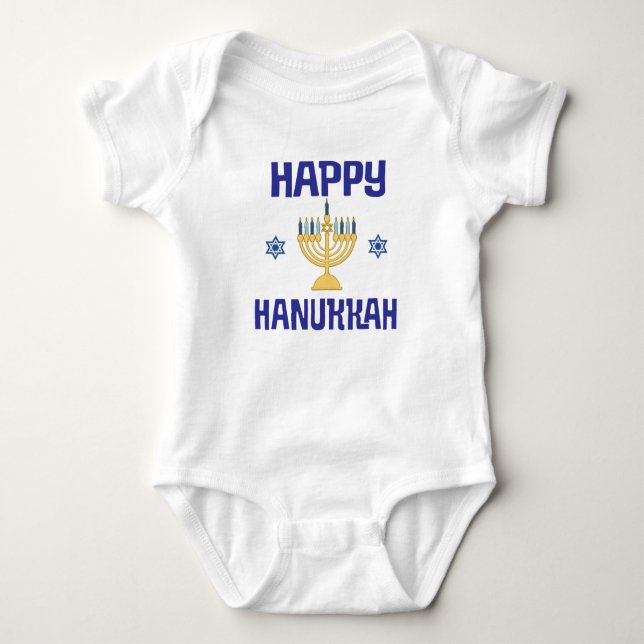 Happy Hanukka Festival der Lichter Menorah Baby Strampler (Vorderseite)