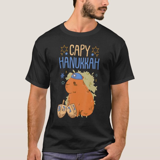 Happy Hanukkah 2022 Dreidel Menorah Capybara Capy T-Shirt (Vorderseite)