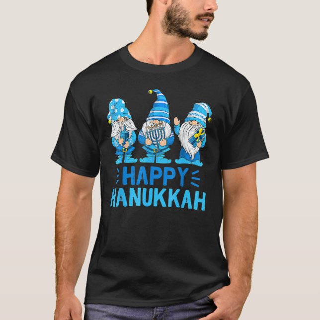 Happy Hanukkah 2022 Gnomes Menorah Dreidel Costume T-Shirt (Vorderseite)