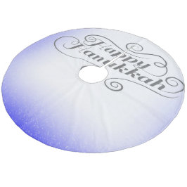 Happy Hanukkah 2-Tönige Blue White Background Fleece Weihnachtsbaumdecke