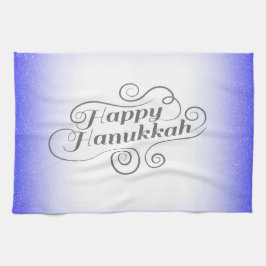 Happy Hanukkah 2-Tönige Blue White Background Handtuch
