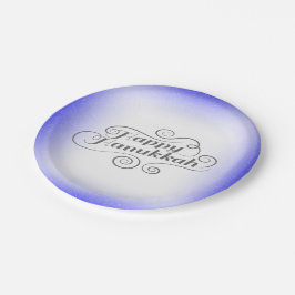 Happy Hanukkah 2-Tönige Blue White Background Pappteller