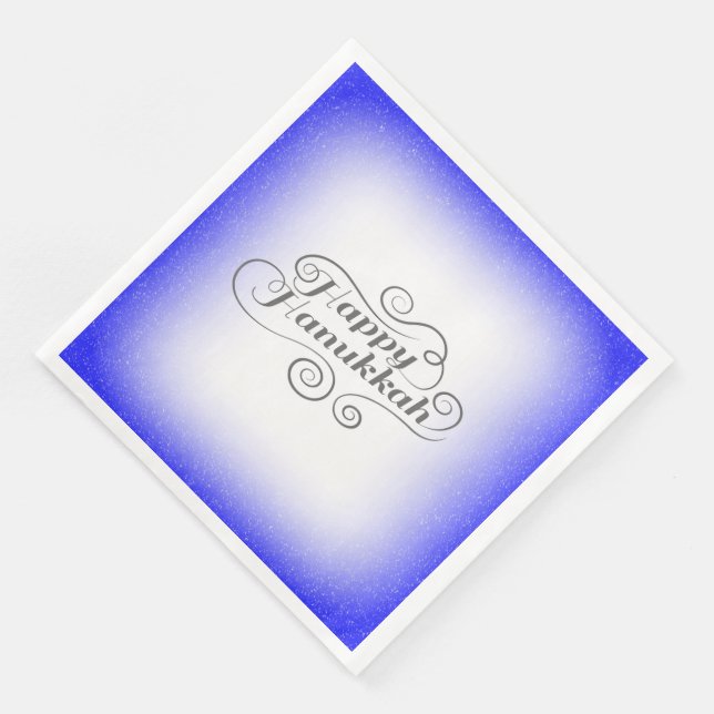 Happy Hanukkah 2-Tönige Blue White Background Serviette (Ecke)