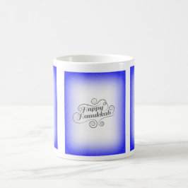 Happy Hanukkah 2-Tönige Blue White Background Tasse