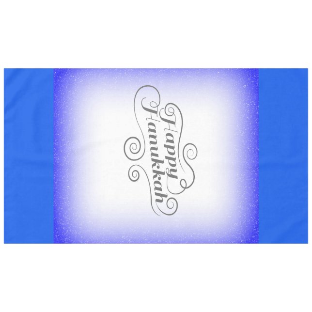 Happy Hanukkah 2-Tönige Blue White Background Tischdecke (Vorderseite (Horizontal))