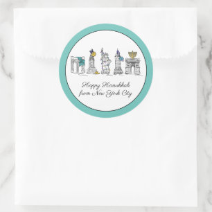 Happy Hanukkah aus New York City NYC Chanukah Runder Aufkleber