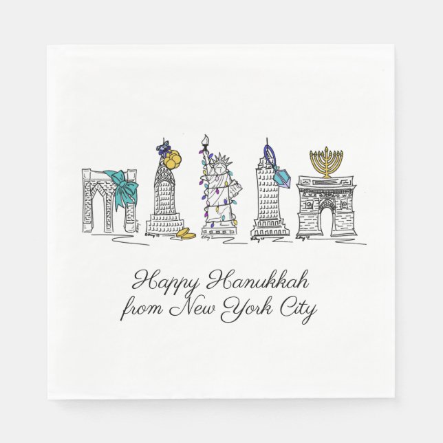 Happy Hanukkah aus New York City NYC Chanukah Serviette (Vorderseite)