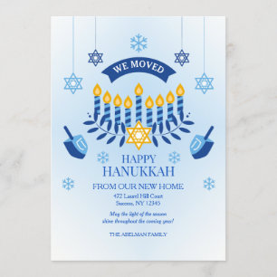 Happy Hanukkah aus unserer neuen Zuhause-Ferienkar Einladung