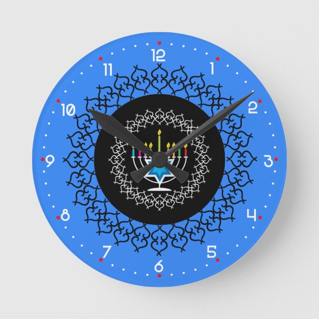 Happy Hanukkah - beautiful design   Round Clock Runde Wanduhr (Vorderseite)