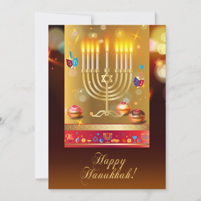 Happy Hanukkah Beautiful Menorah Judenurlaub Einladung (Vorderseite)