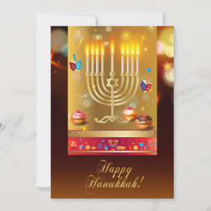 Happy Hanukkah Beautiful Menorah Judenurlaub Einladung