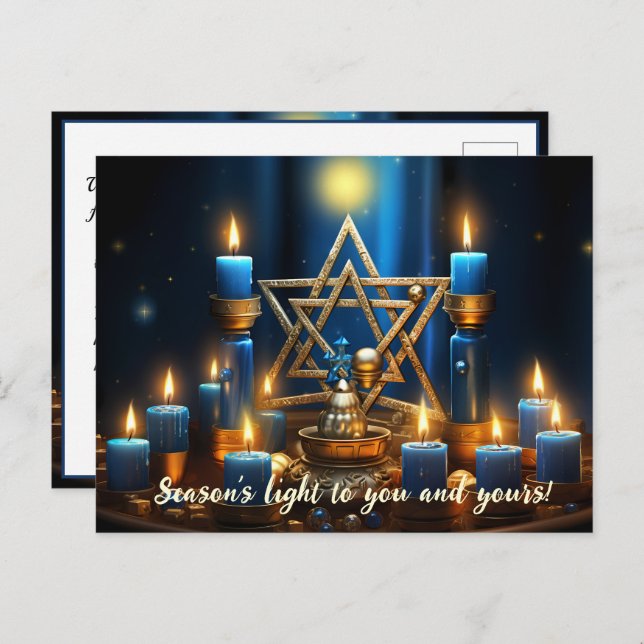 🕎 Happy Hanukkah, benutzerdefinierter Text Feiertagspostkarte (Vorne/Hinten)