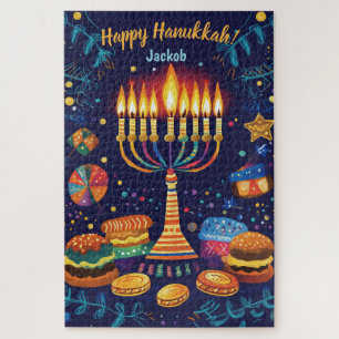 Happy Hanukkah benutzerdefinierter Text Puzzle