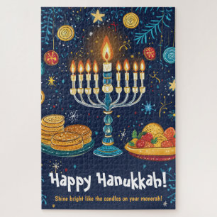 Happy Hanukkah benutzerdefinierter Text Puzzle