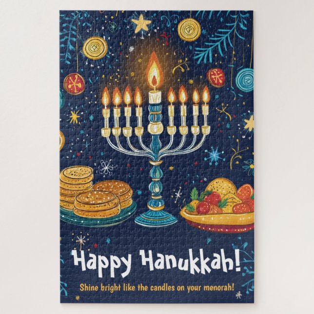 Happy Hanukkah benutzerdefinierter Text Puzzle (Vertikal)