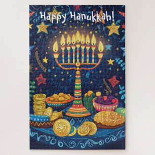 Happy Hanukkah benutzerdefinierter Text Puzzle