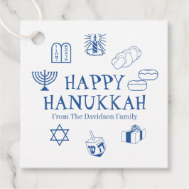 Happy Hanukkah Blau, der Name der Familie Geschenkanhänger