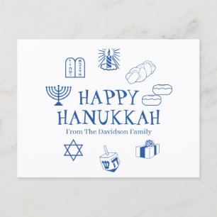 Happy Hanukkah Blau, der Name der Familie Postkarte