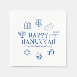 Happy Hanukkah Blau, der Name der Familie Serviette
