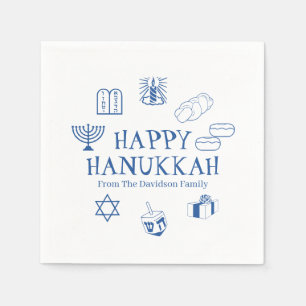 Happy Hanukkah Blau, der Name der Familie Serviette